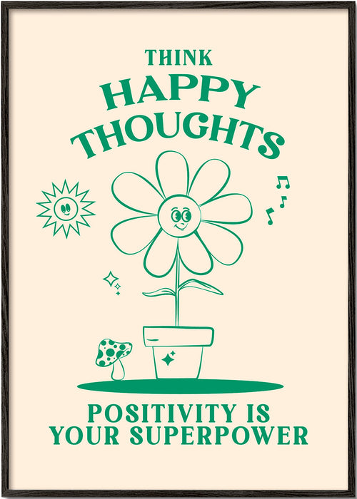 Illustration smilende blomst med positiv sætning