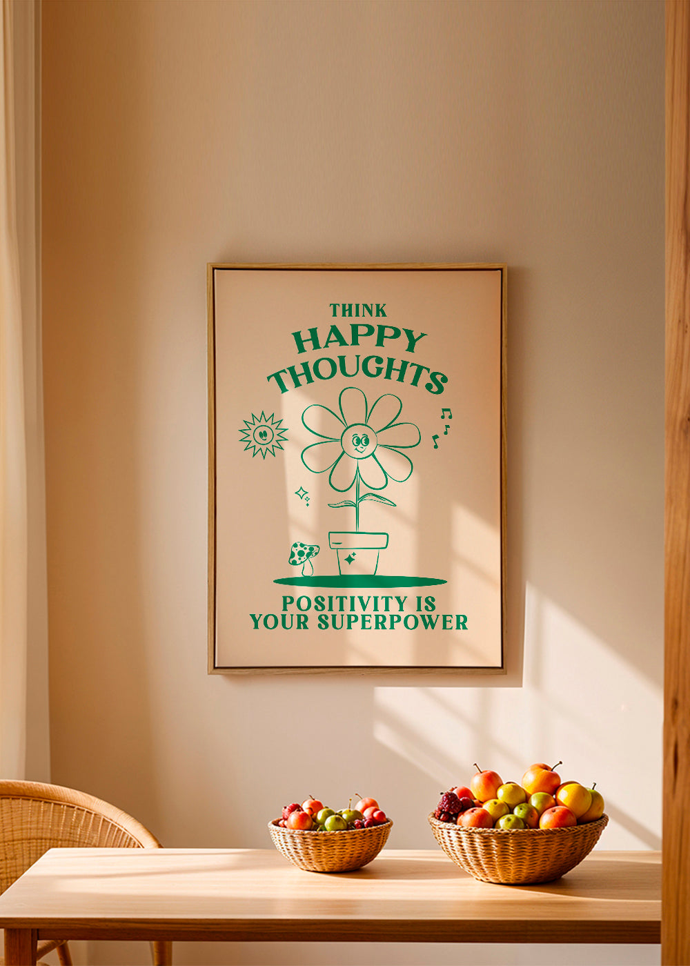 Illustration smilende blomst med positiv sætning
