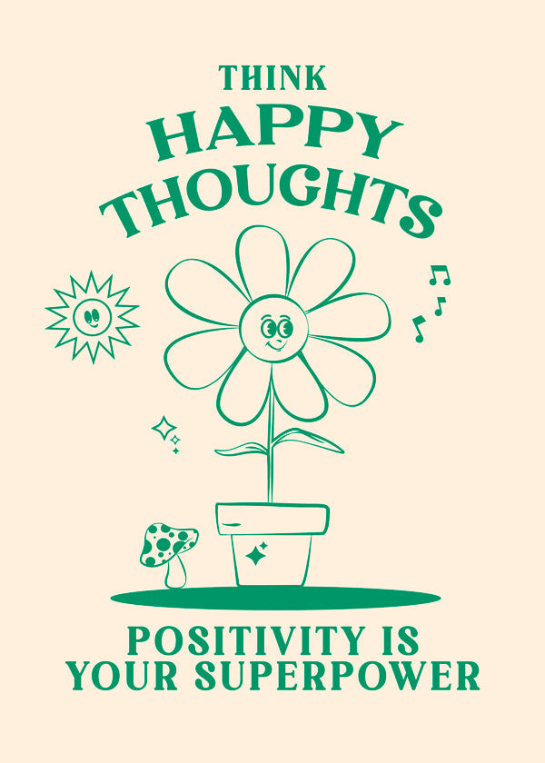 Illustration smilende blomst med positiv sætning