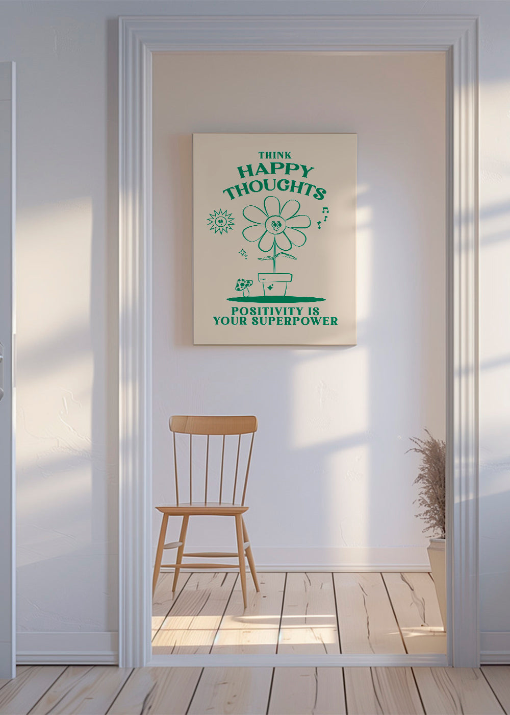 Illustration smilende blomst med positiv sætning