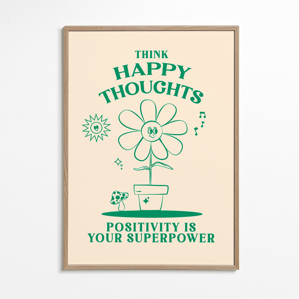 Illustration smilende blomst med positiv sætning