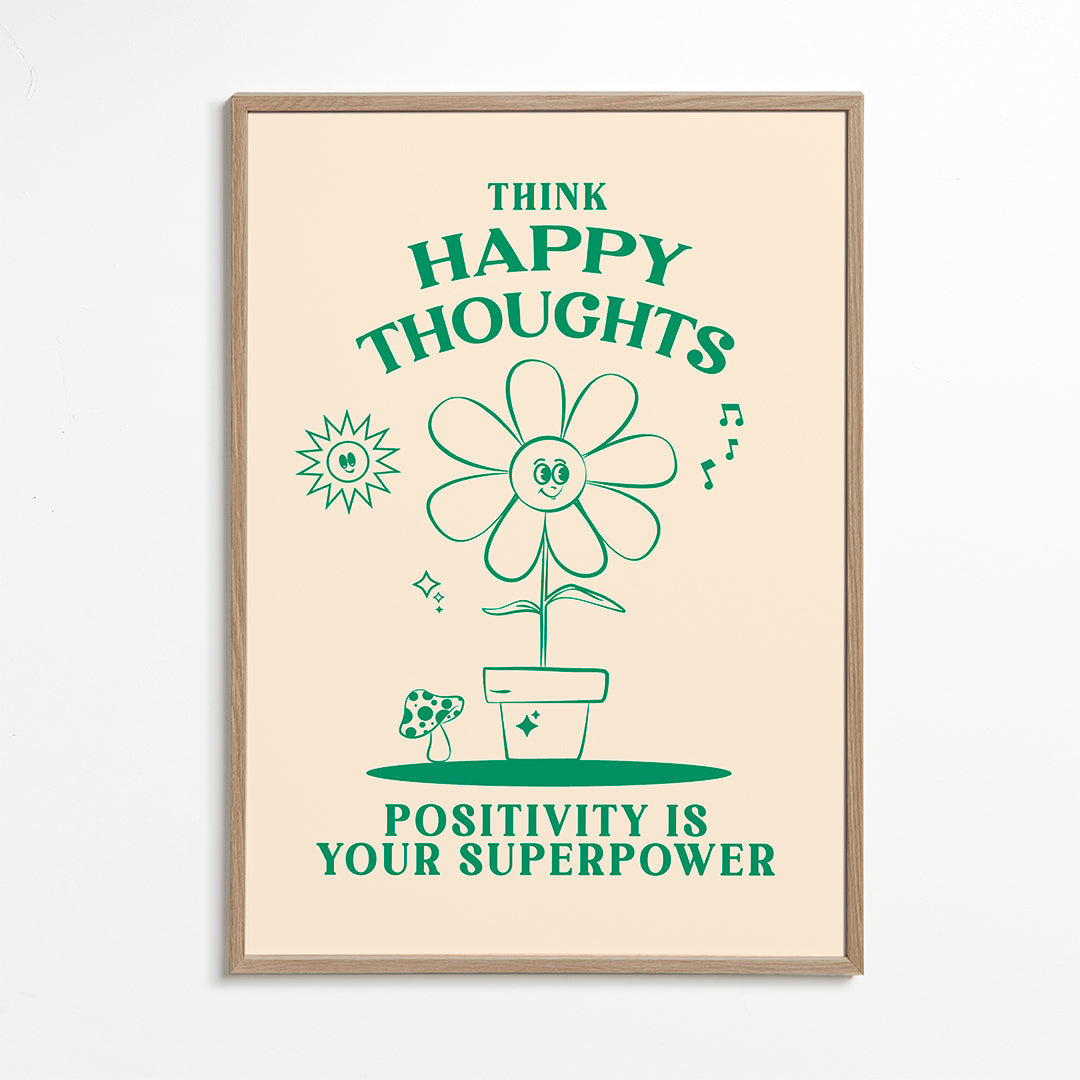 Illustration smilende blomst med positiv sætning