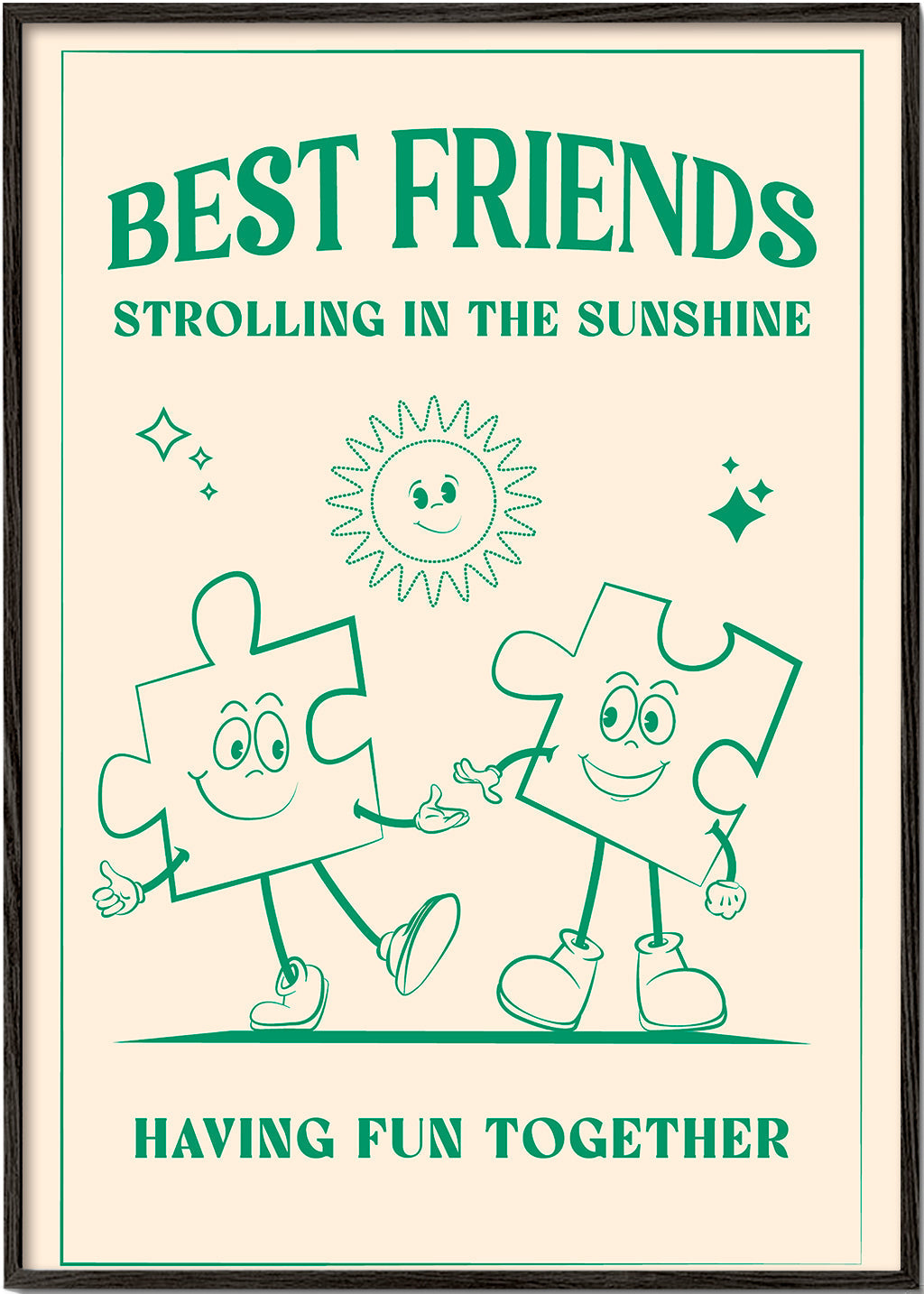 Børneplakat Best Friends smilende puslespilsbrikker