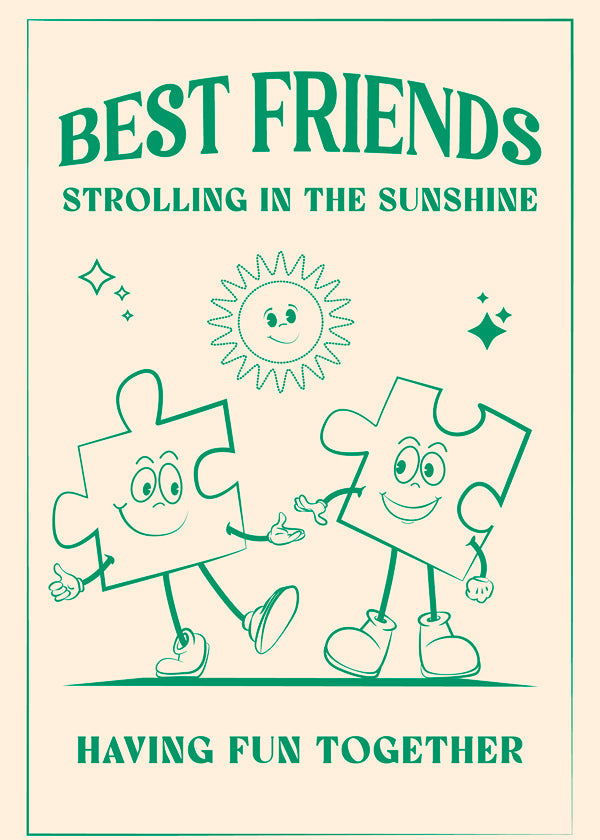Børneplakat Best Friends smilende puslespilsbrikker