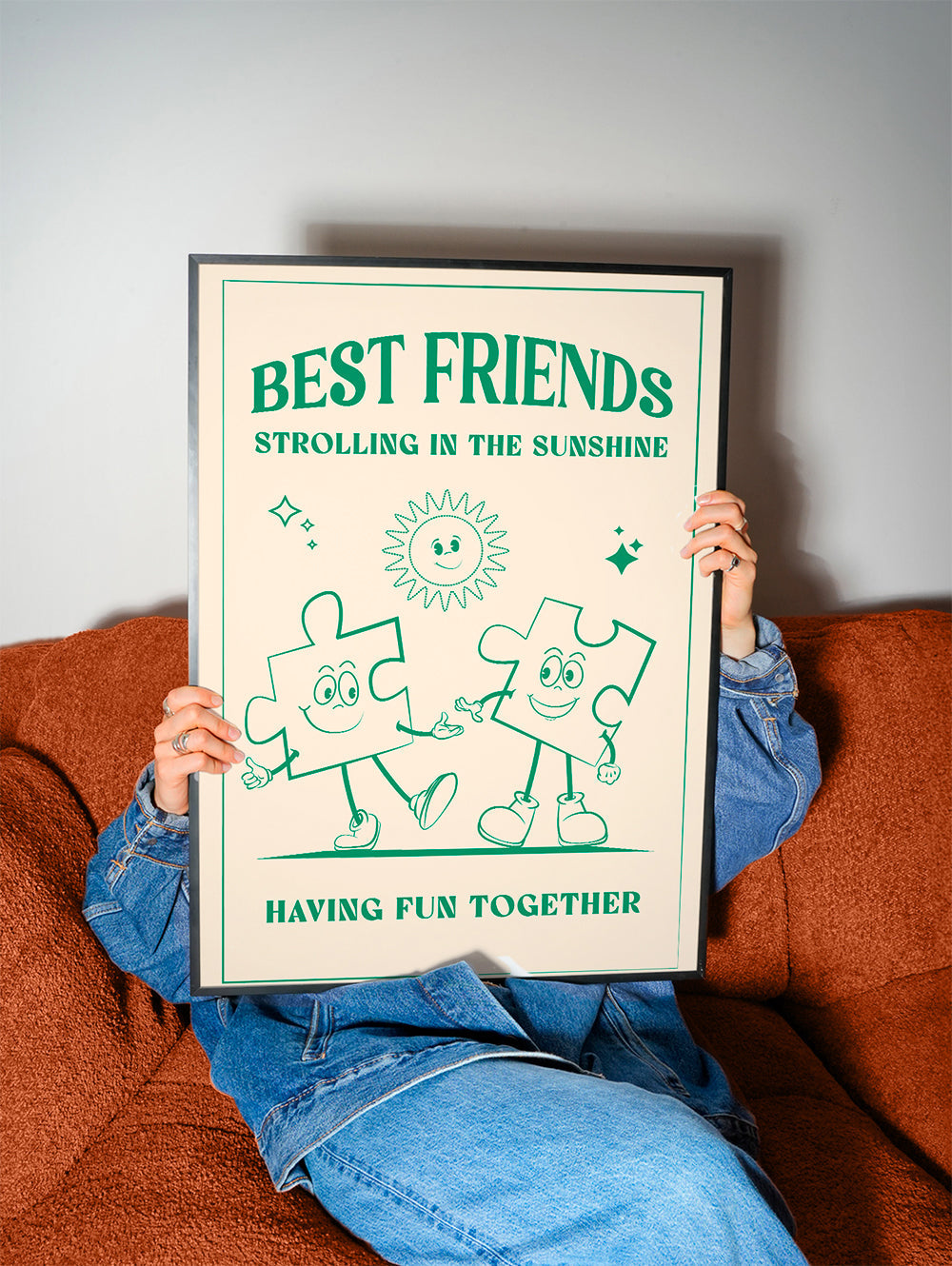 Børneplakat Best Friends smilende puslespilsbrikker