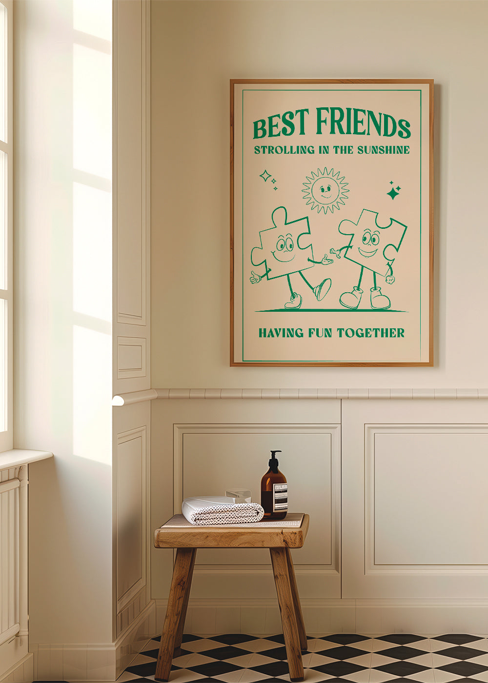 Børneplakat Best Friends smilende puslespilsbrikker
