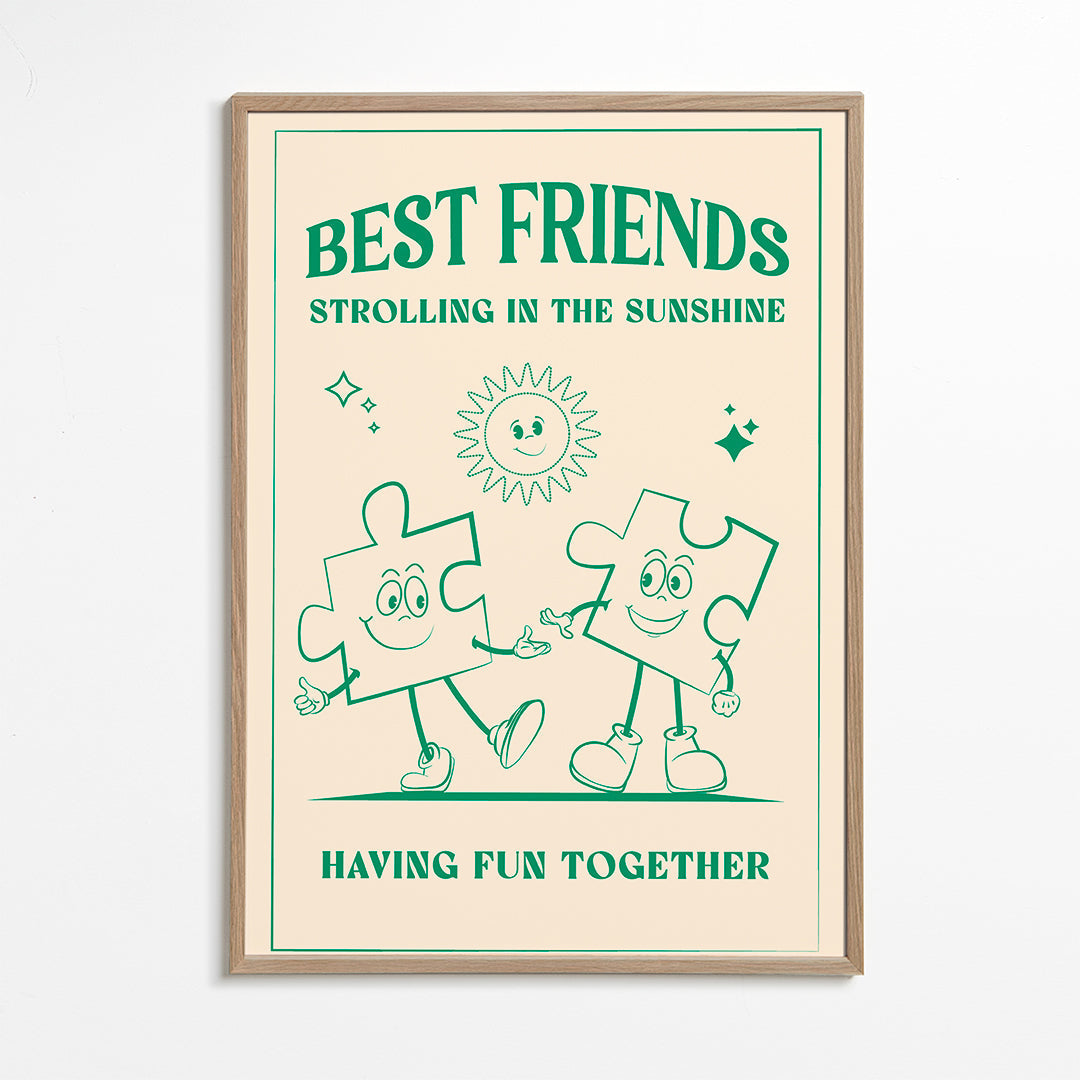 Børneplakat Best Friends smilende puslespilsbrikker