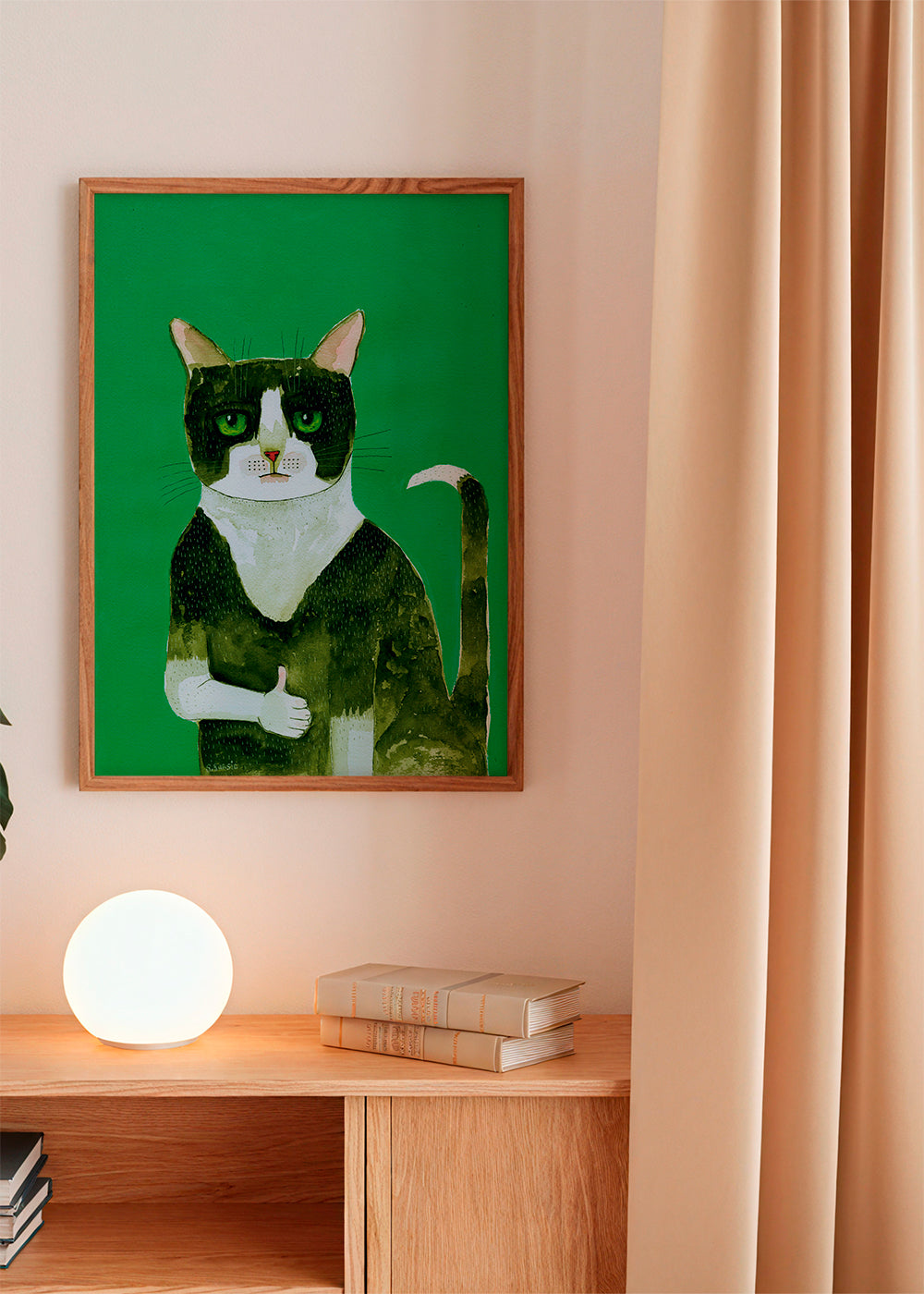 Tuxedo kat kunst med tommelfinger op