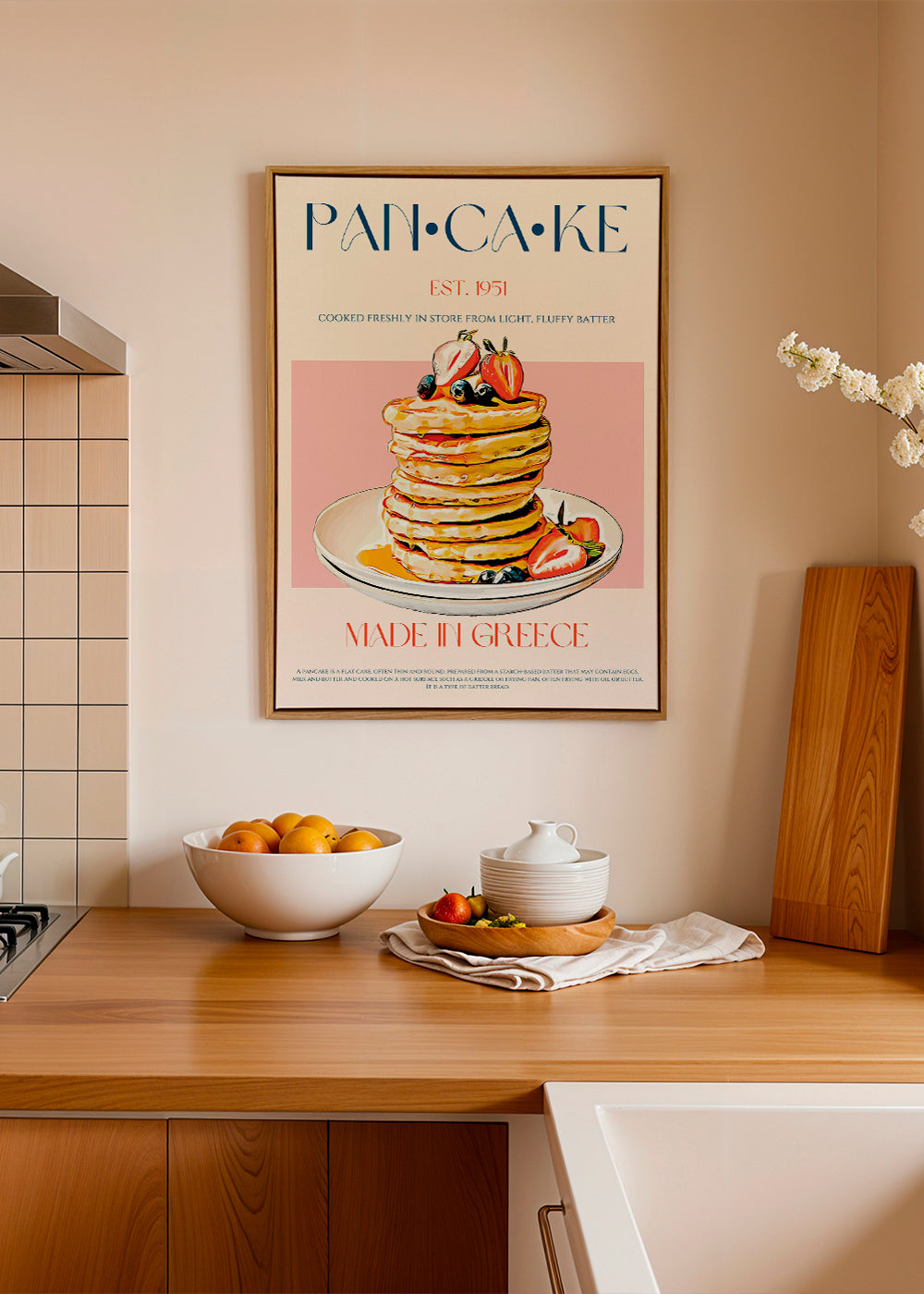 Køkkenkunst Pancake stak illustration retro