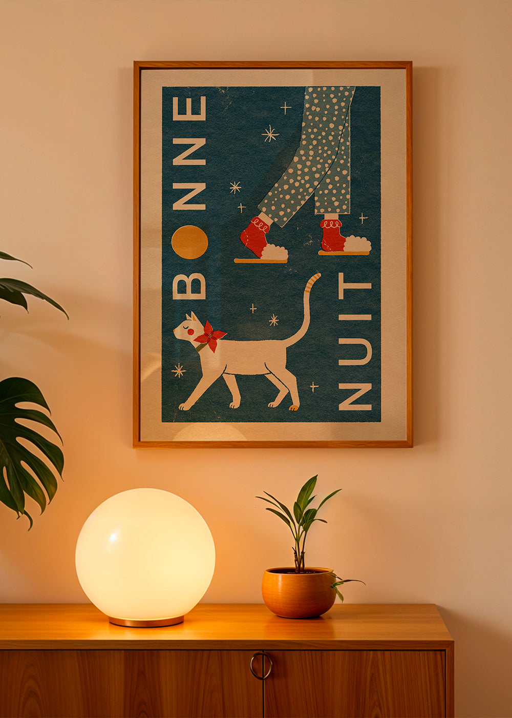 Kat illustration om natten
