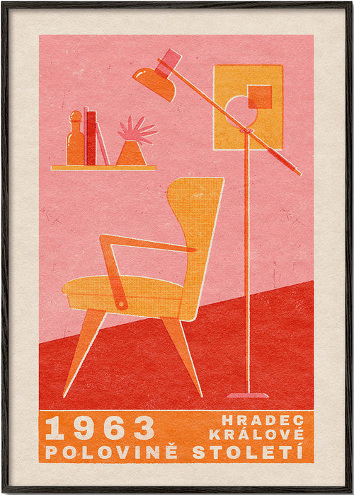 Vintage plakat: lænestol og lampe 1963