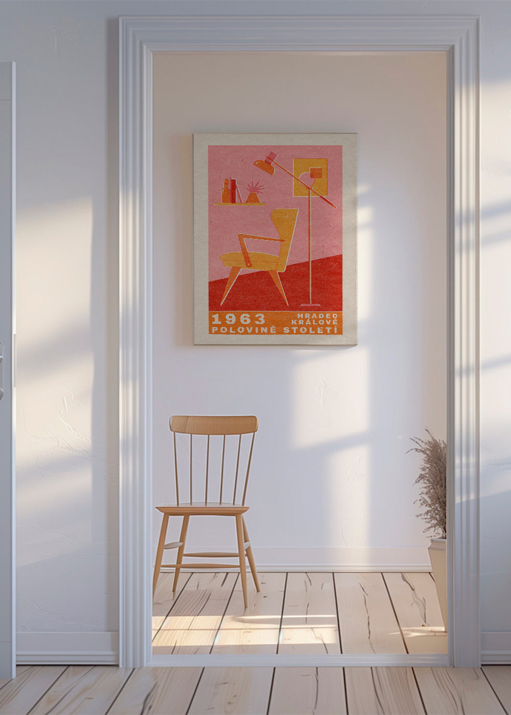 Vintage plakat: lænestol og lampe 1963