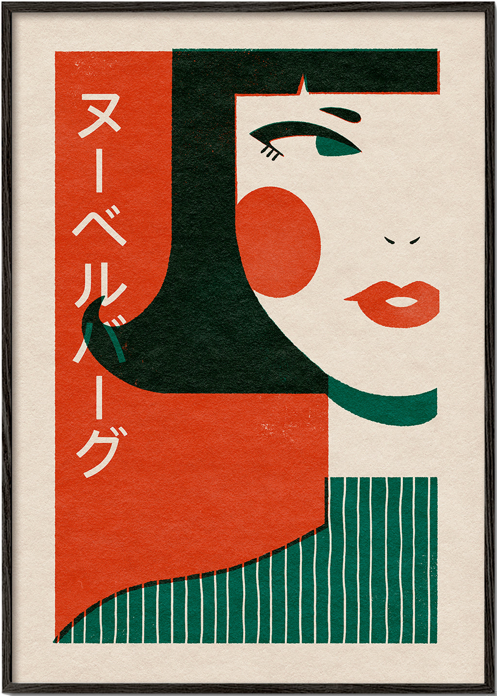 Illustration japansk-inspireret geometrisk ansigt