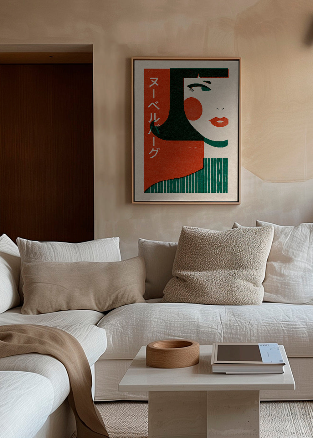 Illustration japansk-inspireret geometrisk ansigt
