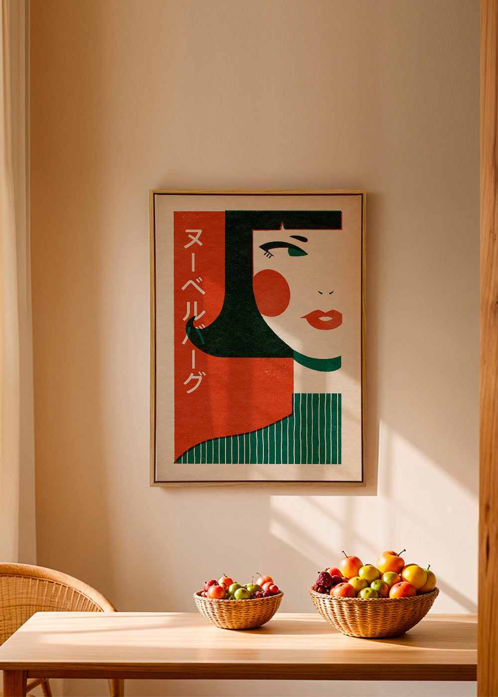 Illustration japansk-inspireret geometrisk ansigt