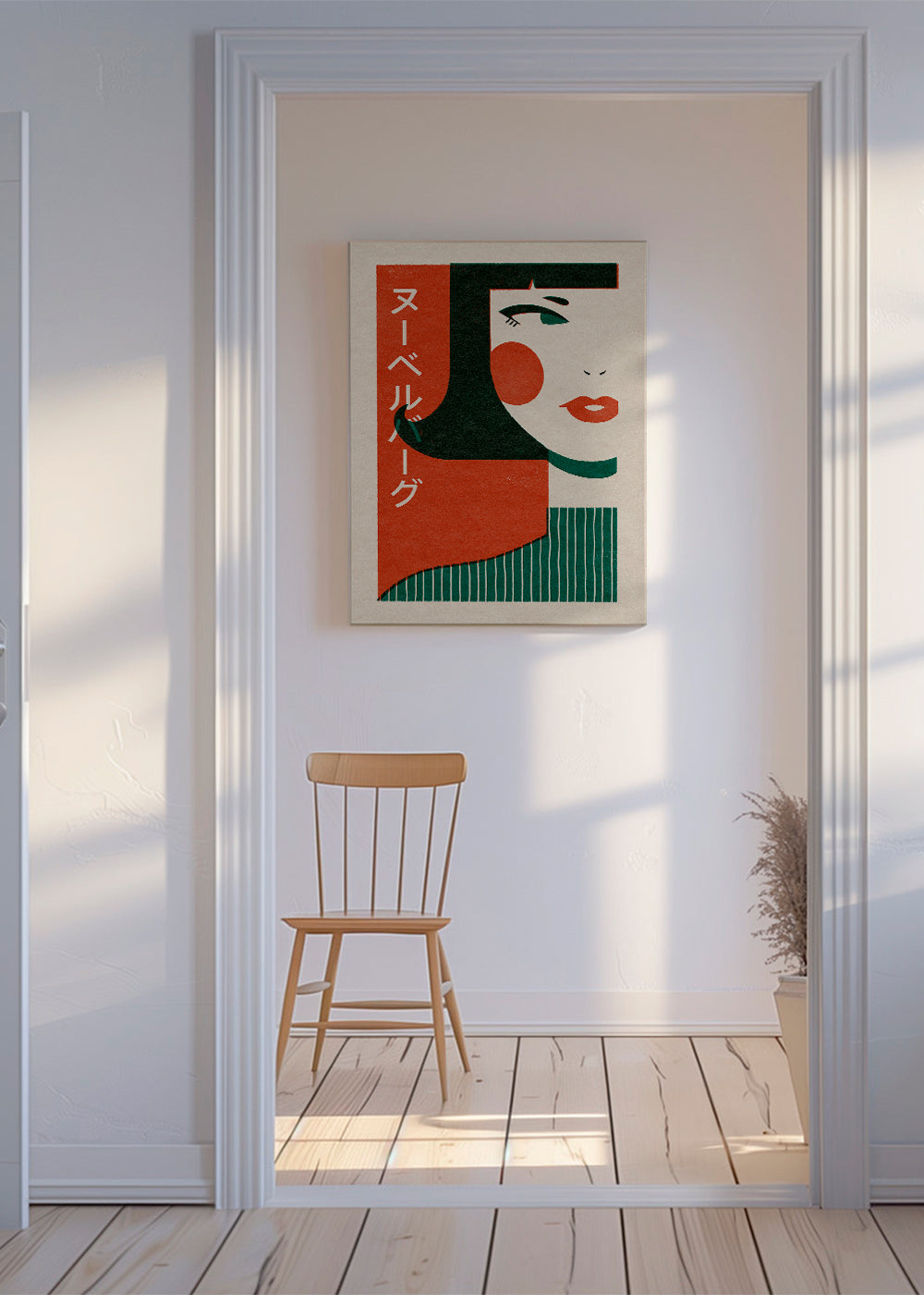Illustration japansk-inspireret geometrisk ansigt