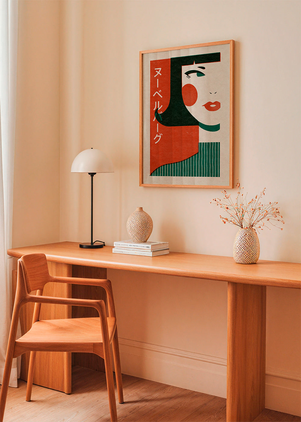 Illustration japansk-inspireret geometrisk ansigt