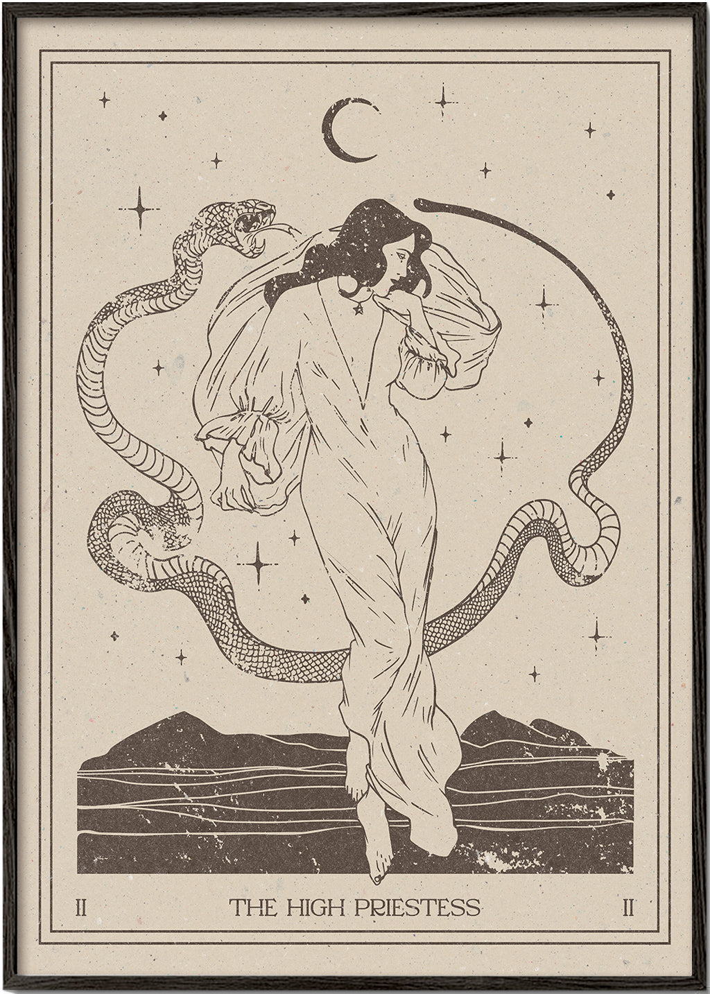 Vintage print: Den Høje Præstinde stregkunst