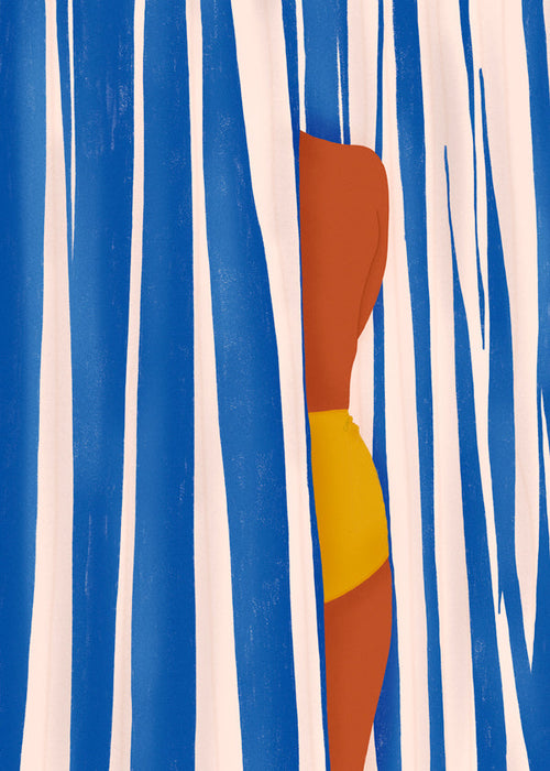 Illustration sommer-silhuet mellem striber