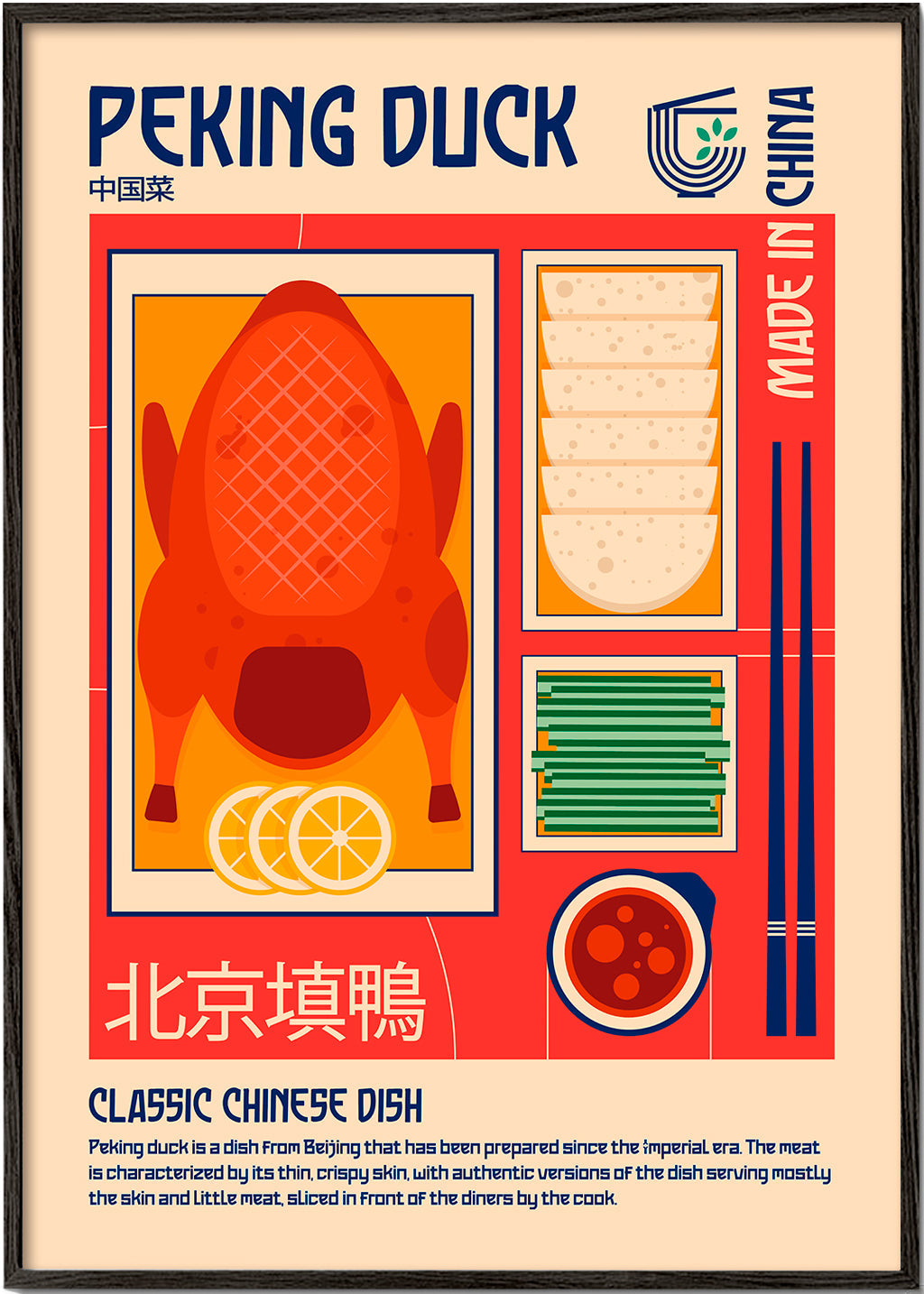 Køkkenkunst Peking Duck retro illustration