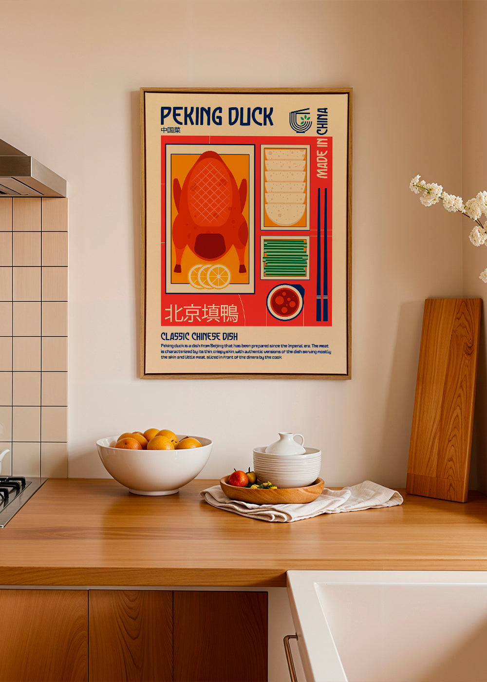 Køkkenkunst Peking Duck retro illustration