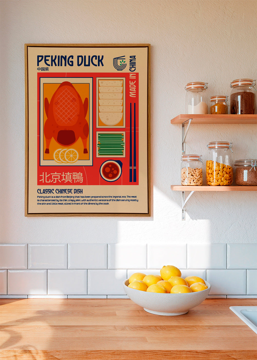 Køkkenkunst Peking Duck retro illustration