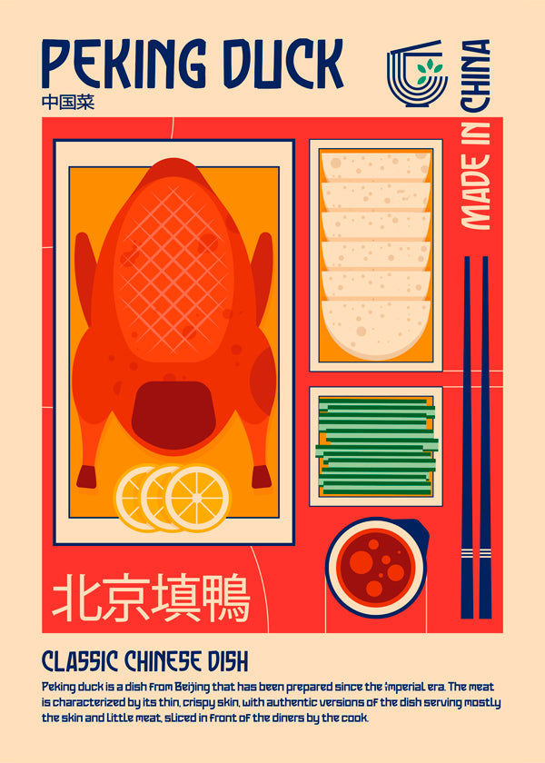 Køkkenkunst Peking Duck retro illustration