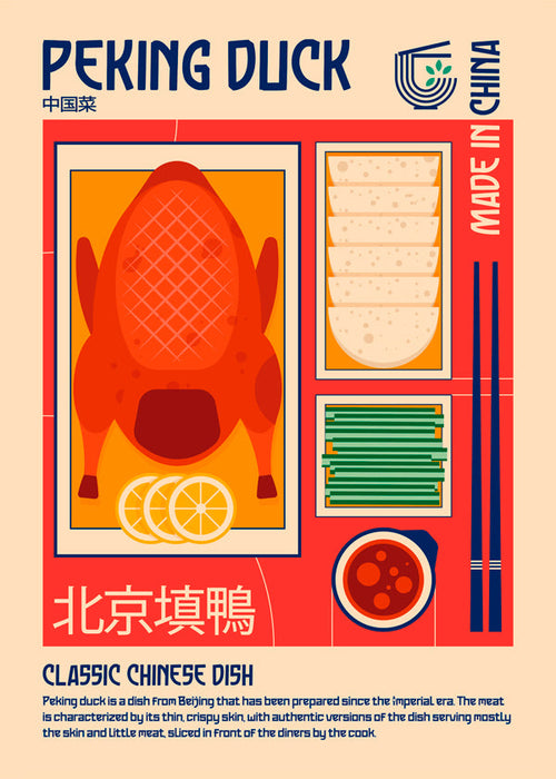 Køkkenkunst Peking Duck retro illustration