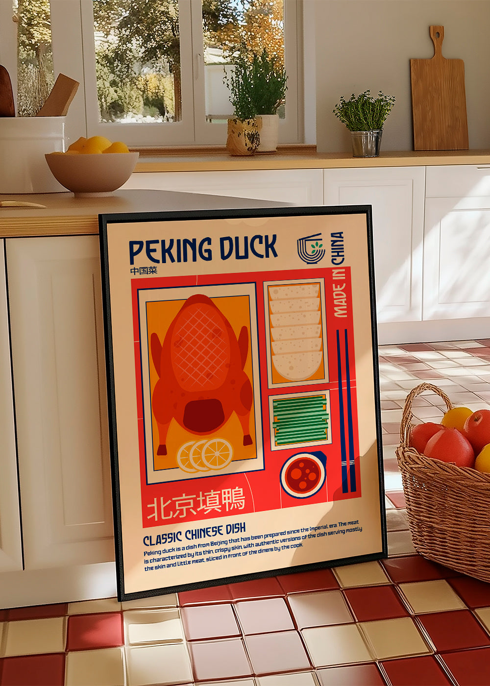 Køkkenkunst Peking Duck retro illustration