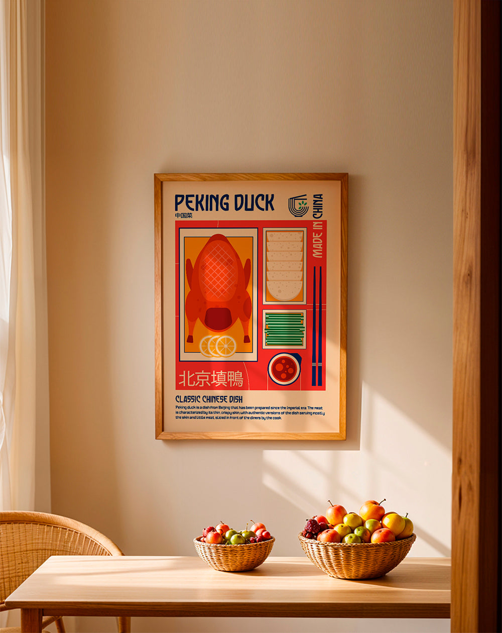Køkkenkunst Peking Duck retro illustration
