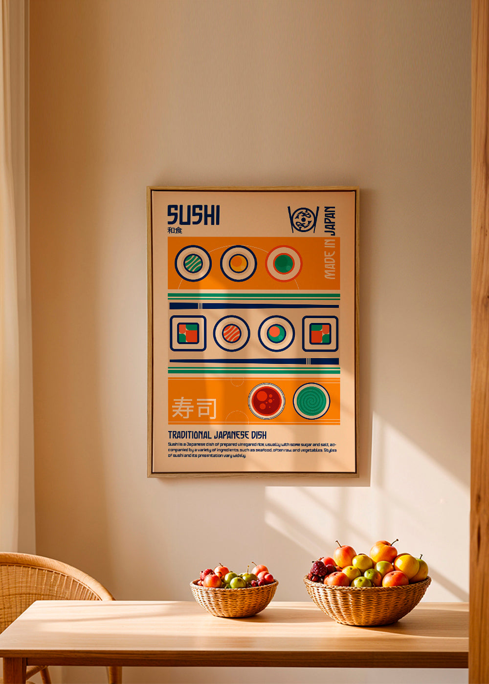 Køkkenkunst Sushi grafisk plakat