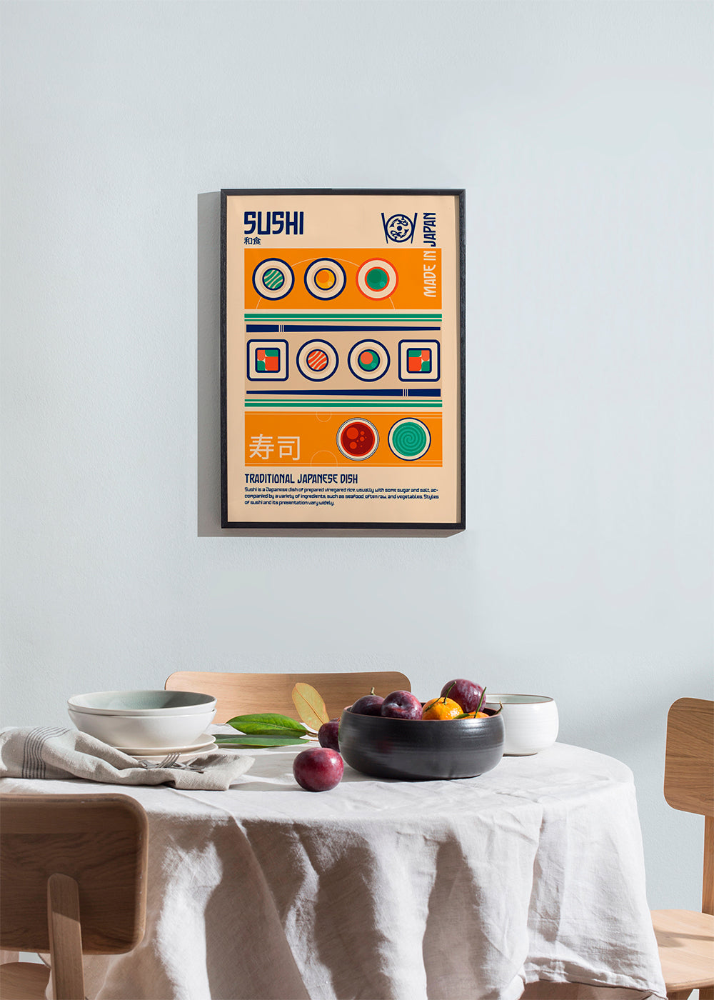 Køkkenkunst Sushi grafisk plakat