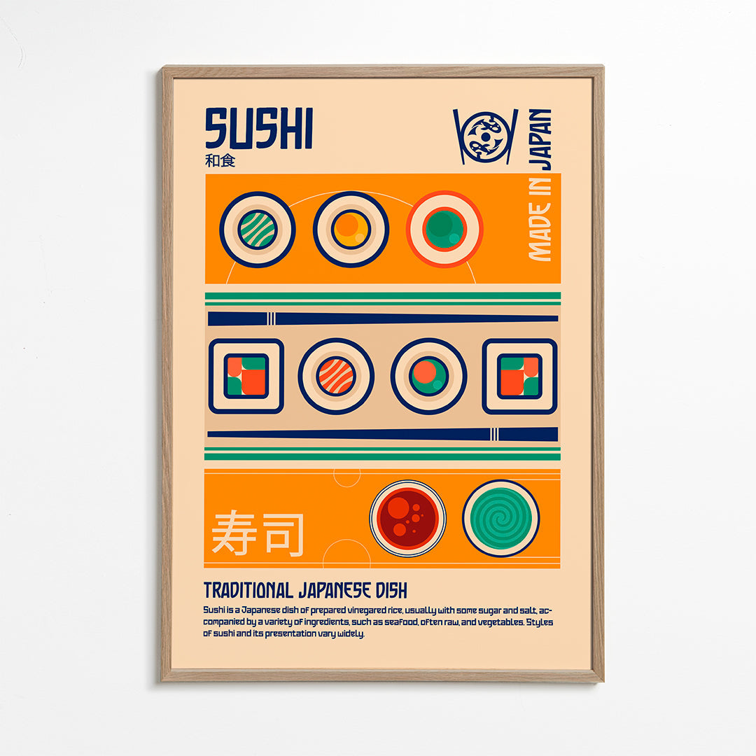 Køkkenkunst Sushi grafisk plakat