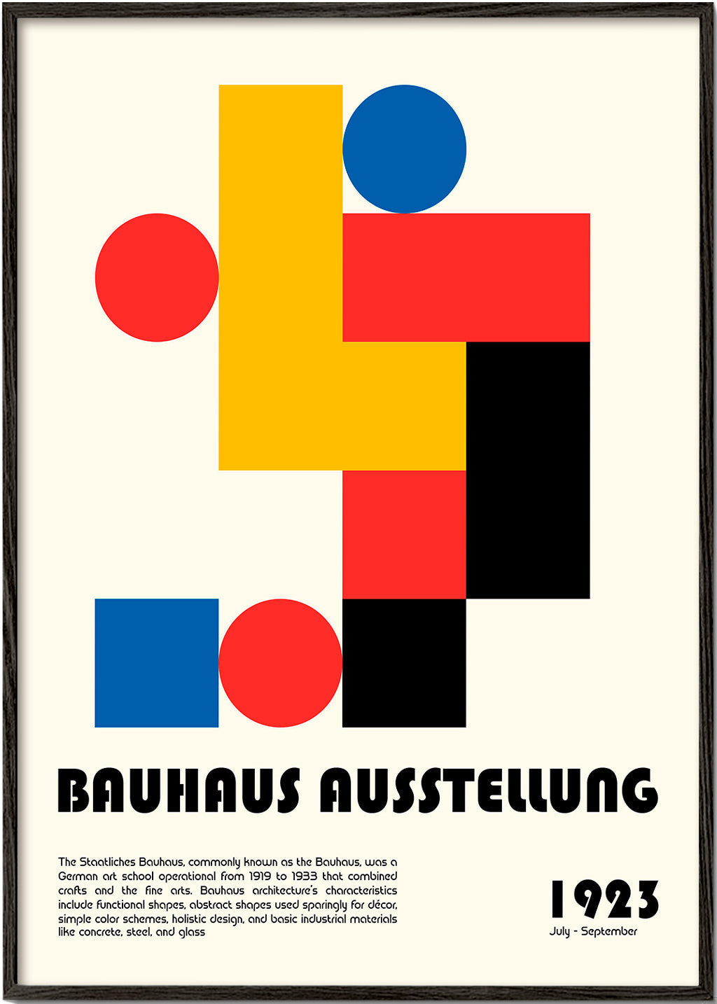 Geometrisk plakat Bauhaus med primære former