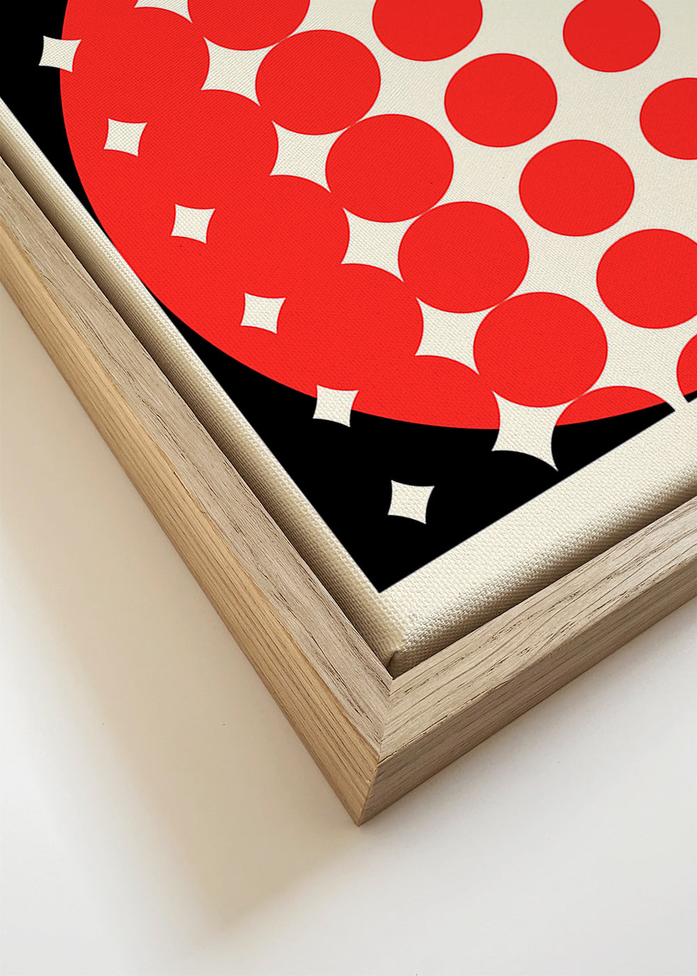 Geometrisk Bauhaus-plakat med røde halvkredse