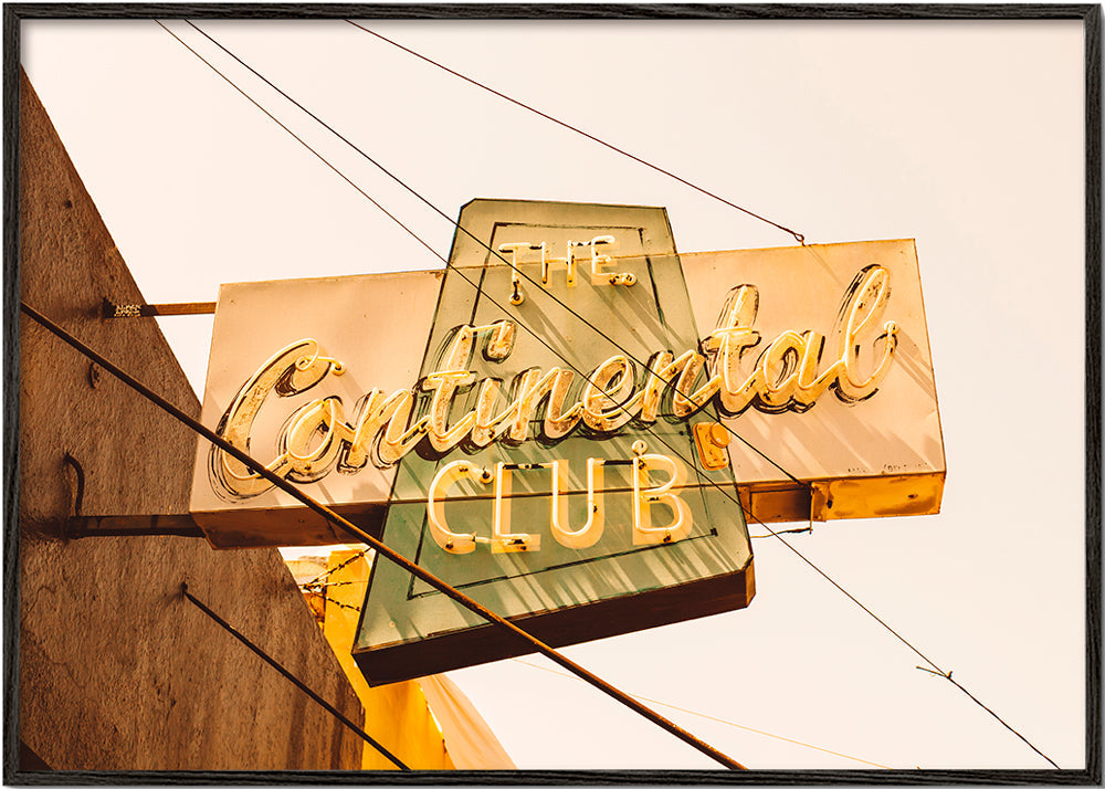 Vintage plakat neonskilt på facaden Continental Club