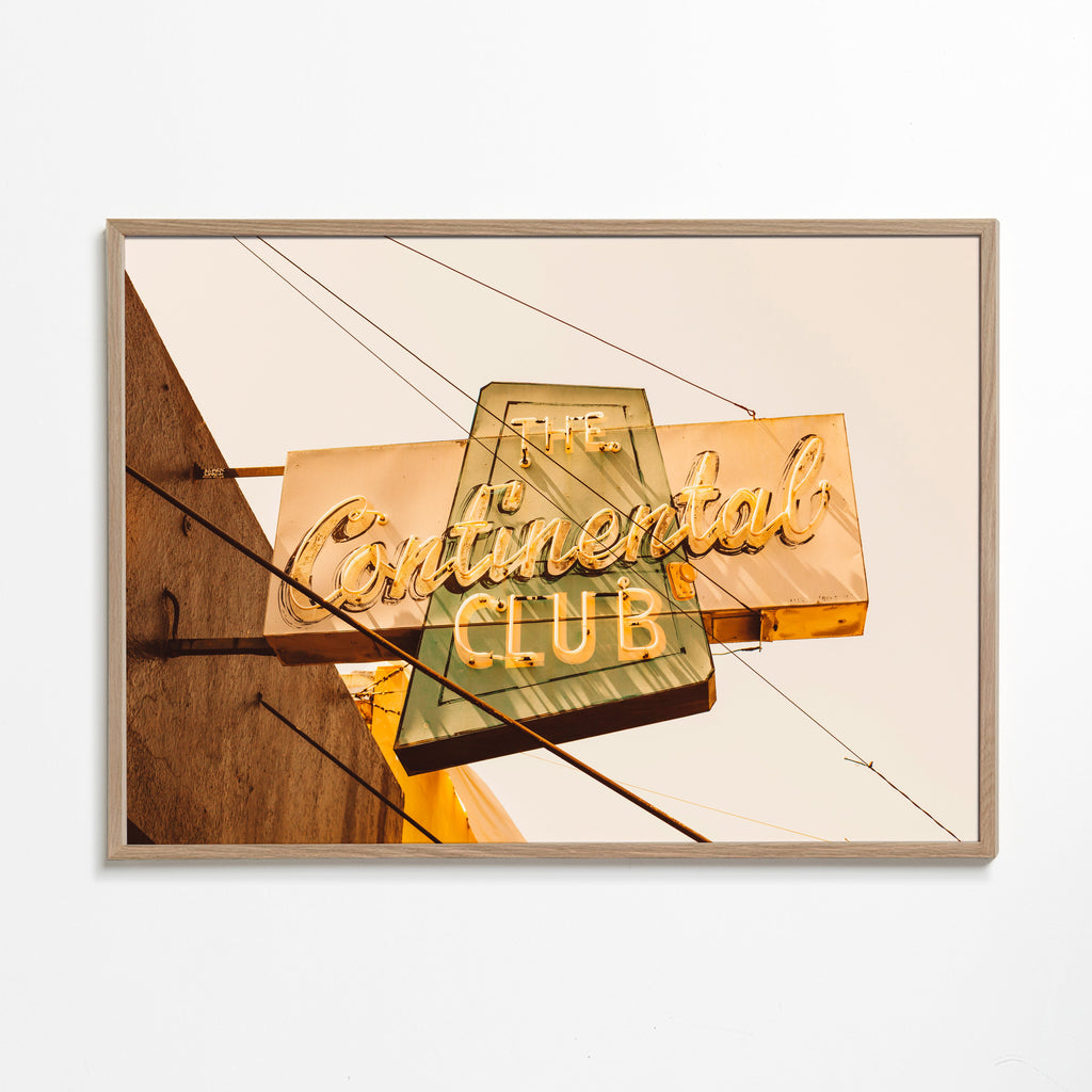 Vintage plakat neonskilt på facaden Continental Club