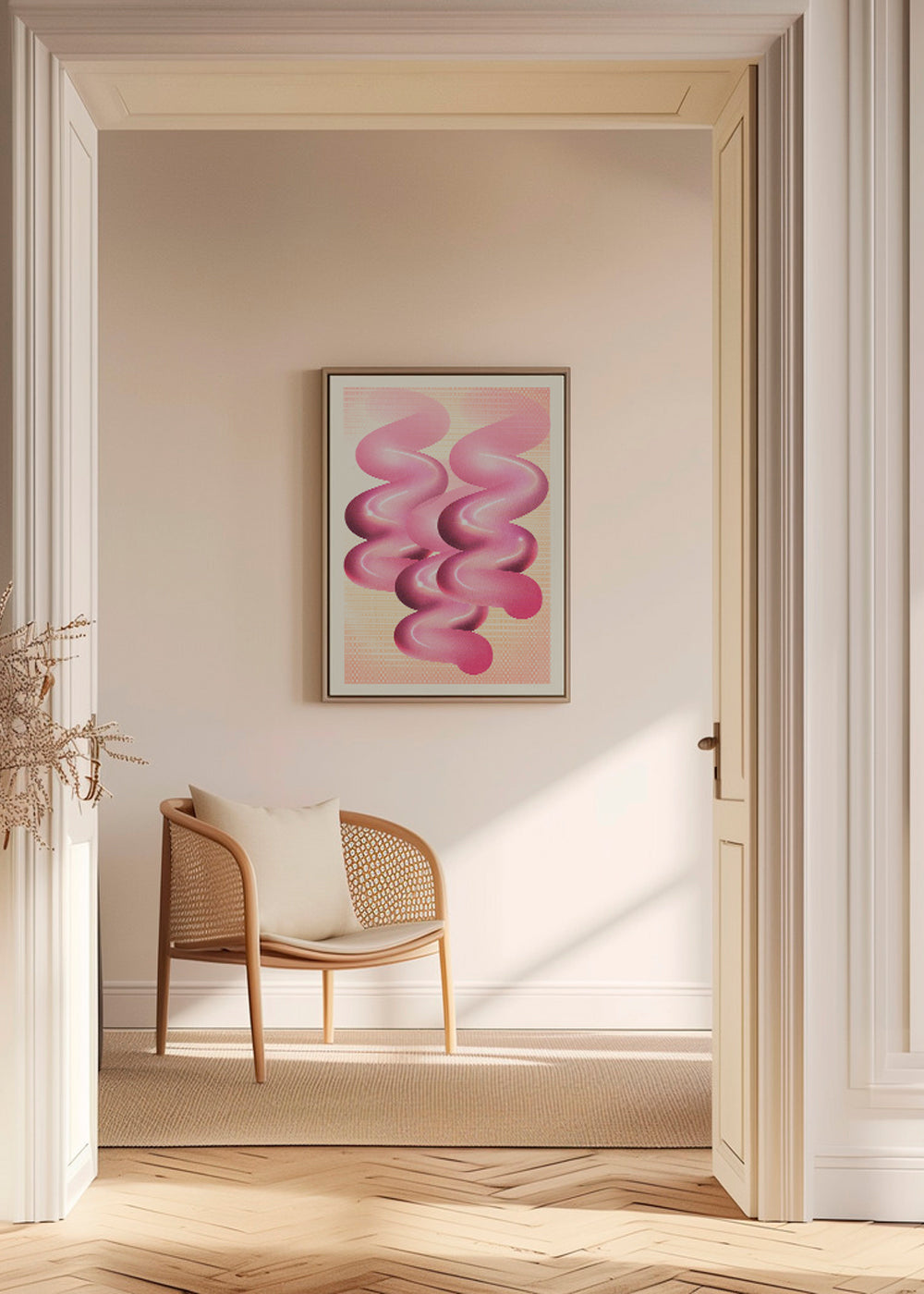Vintage plakat rosa spiraler
