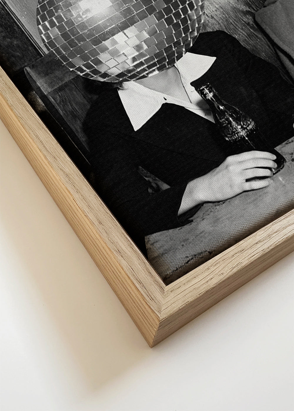 Vintage-fotografi af par med diskokugle-hoved