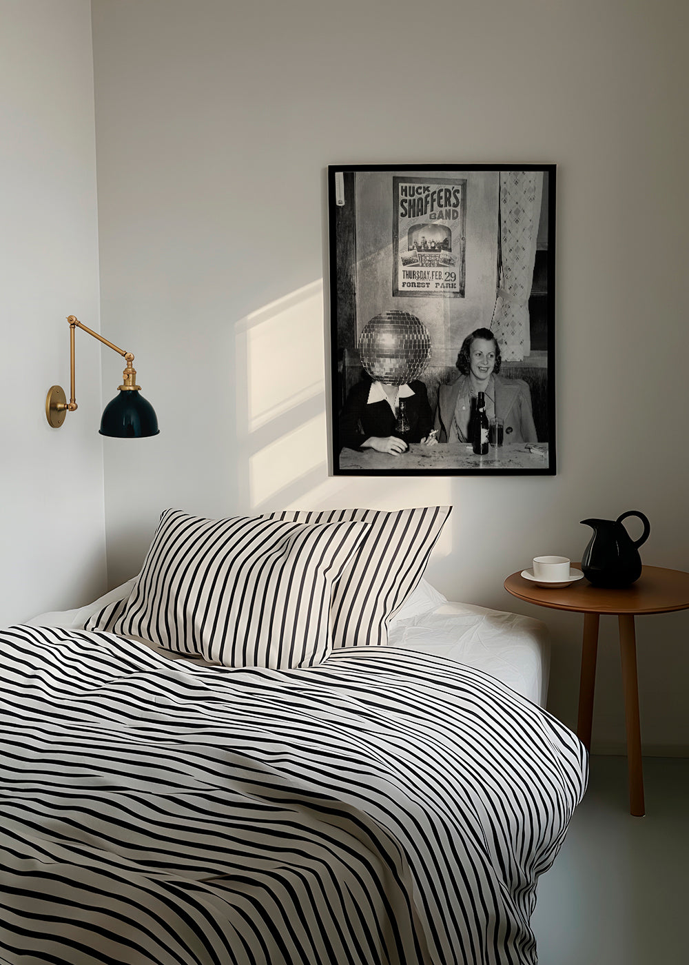 Vintage-fotografi af par med diskokugle-hoved
