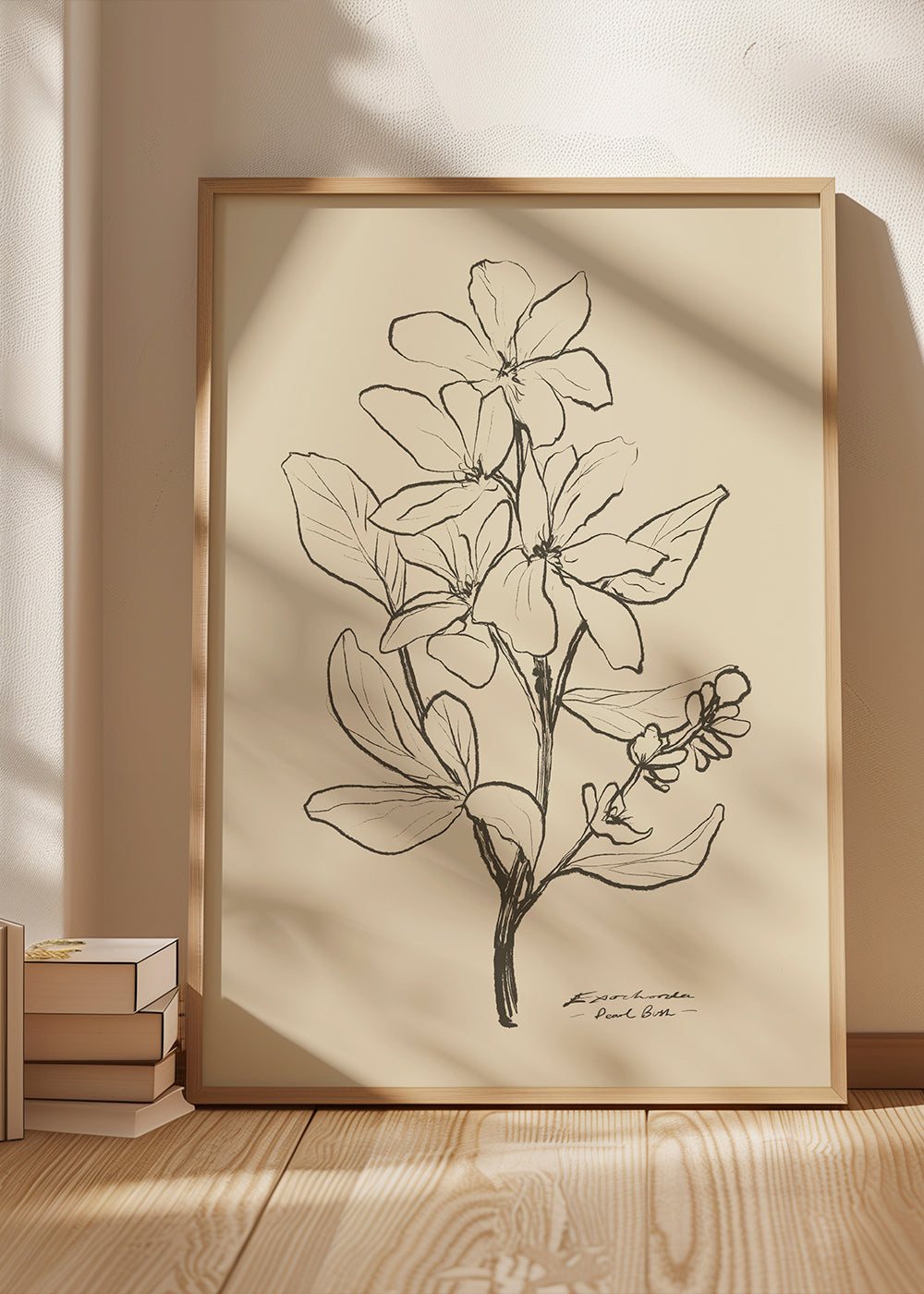 Botanisk plakat — lineær blomsterskitse