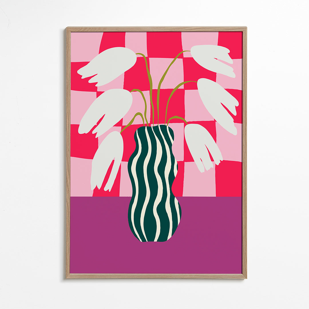 Botanisk plakat med pop-tulipaner