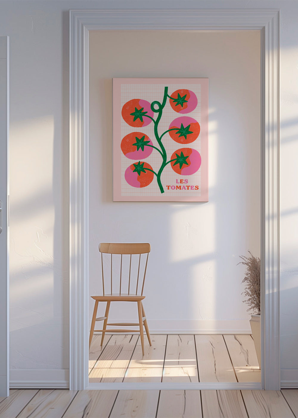 Køkkenkunst: tomater på grenen, grafisk illustration