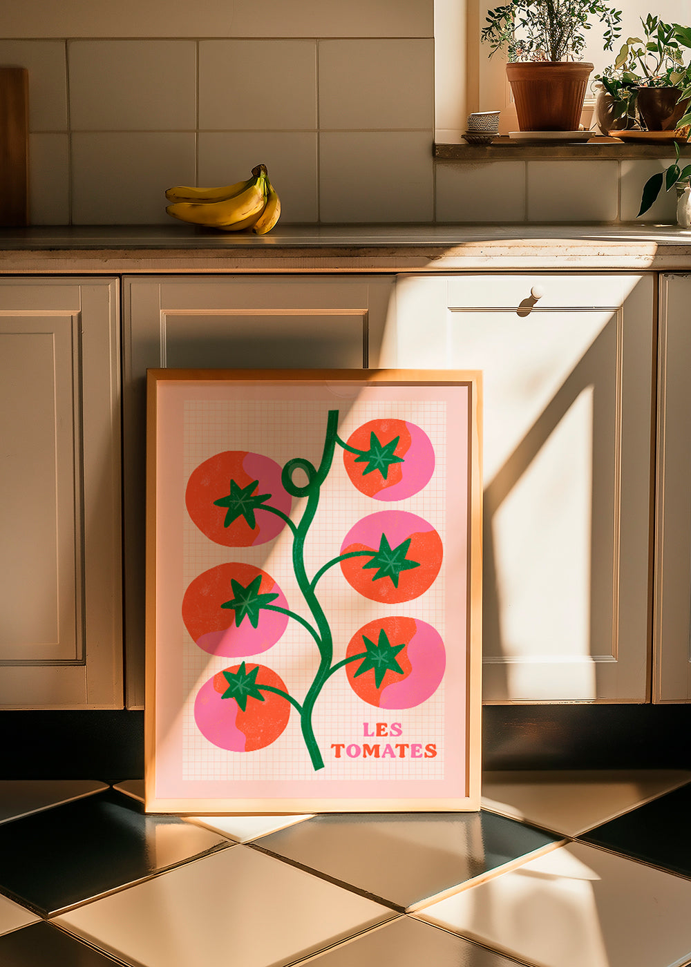 Køkkenkunst: tomater på grenen, grafisk illustration