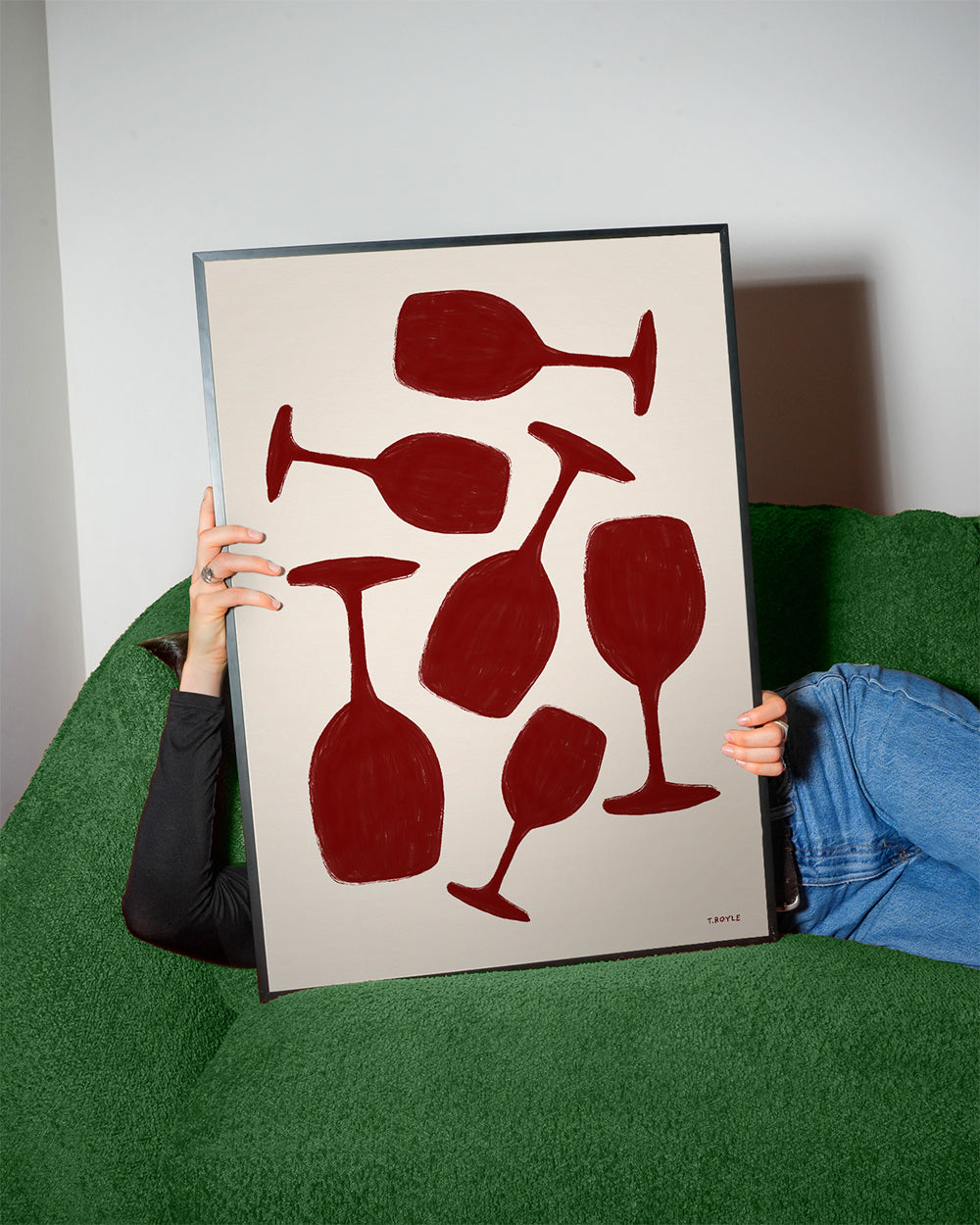 Køkkenkunst røde vinglas minimalistisk