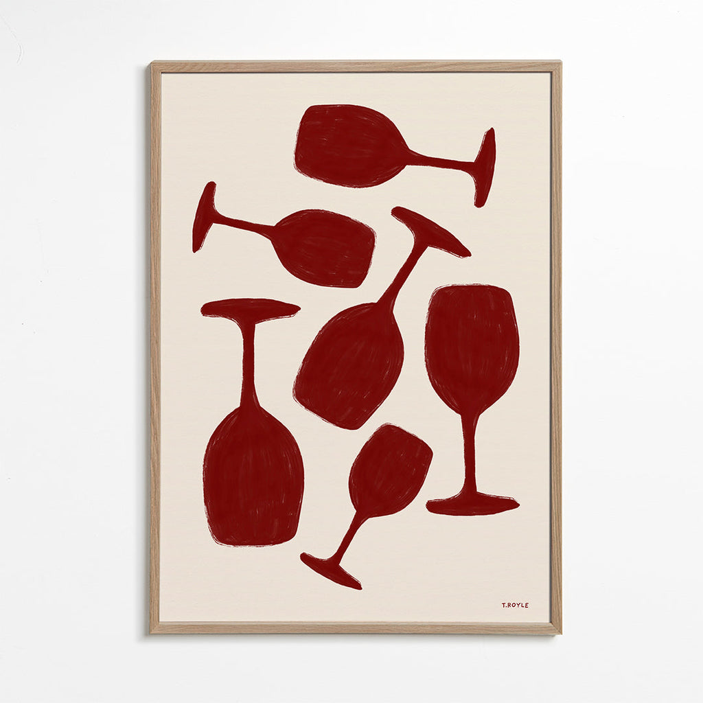 Køkkenkunst røde vinglas minimalistisk
