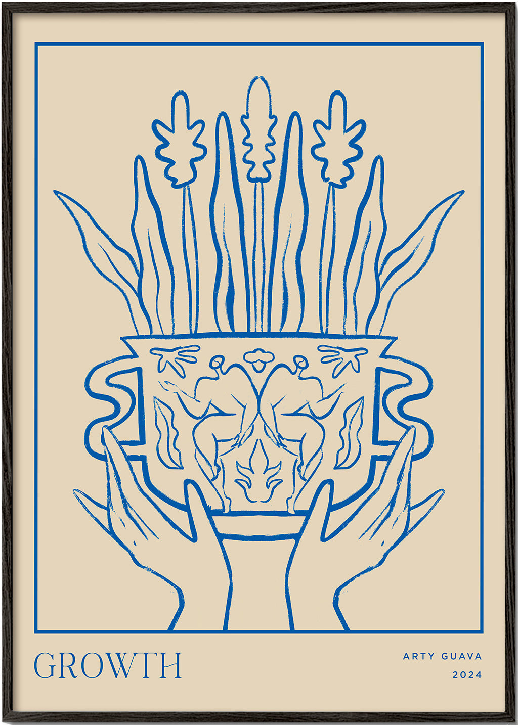 Botanisk plakat Growth i blå streg