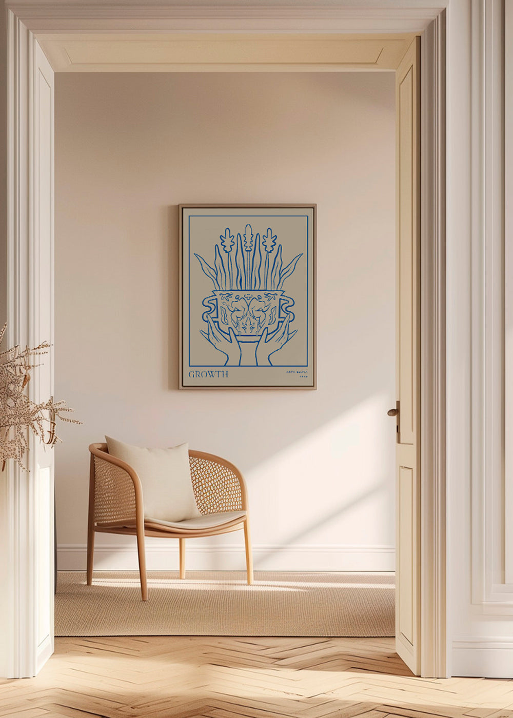 Botanisk plakat Growth i blå streg