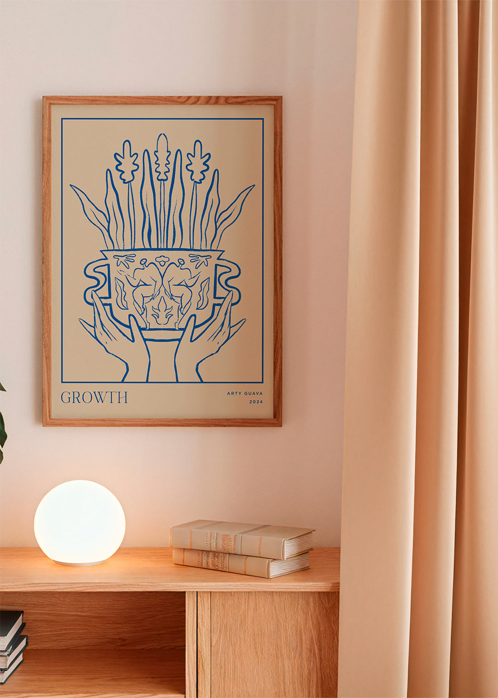 Botanisk plakat Growth i blå streg