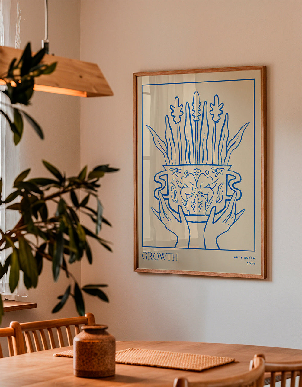 Botanisk plakat Growth i blå streg